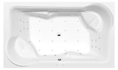 Produktbild von Polysan DUO Whirlpool-Badewanne, 200x120x45cm, Attraction Hydro-Air, Chrom