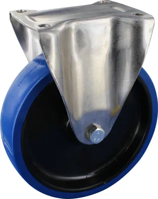 Produktbild von Edelstahlrollen Bockrolle Ø160mm Polyurethan Anschraubplatte
