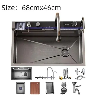 Immagine prodotto di Rubinetto da cucina – Rubinetto in acciaio inossidabile – Miscelatore per cucina – Acciaio inossidabile – Cartuccia Vetroceramica – 68x46 cm