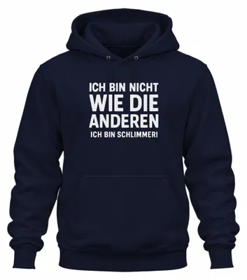 Imagen del producto de No como los demás, soy peor. Sudadera con capucha uni, diseño divertido y humorístico, color azul marino, talla L
