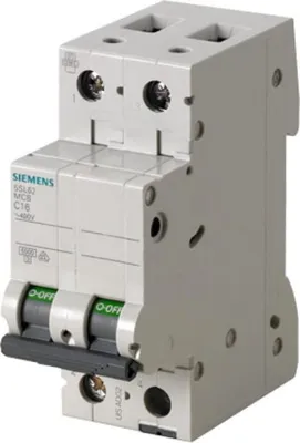 Image de Siemens Disjoncteur de protection de circuit 400V 6kA, 2 pôles, B, 16A 5SL62166