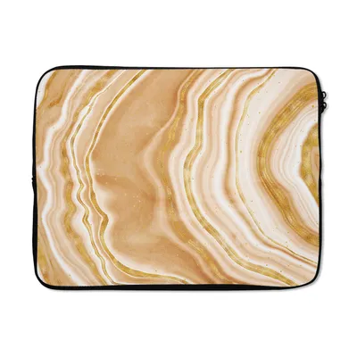 Produktbild von MuchoWow® Laptop Hülle 17 Zoll Laptoptasche Achat Stein - Gold - Edelsteine - Luxus - Zipper - Schutzabdeckung