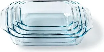 Obrázok produktu pre Sada zapekacích misiek PYREX, 4 kusy, sklo, obdĺžnikové, 27/31/35/39 cm, odolné voči teplu
