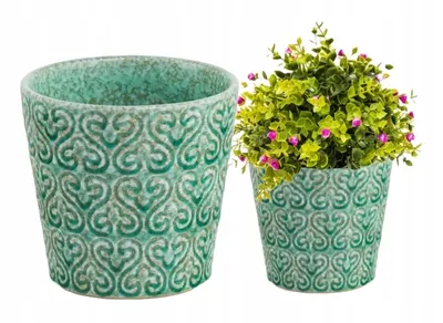 Produktbild von Blumentopfhalter Blumentopf Blumenkasten Pflanzentopf VINTAGE grün 14 cm HOMLA