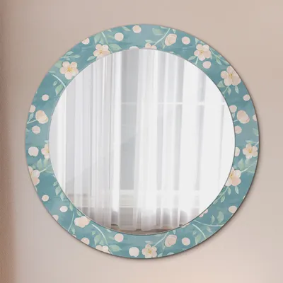 Produktbild von Spiegel - Mirror zum Wandspiegel Schlafzimmer – Schminkspiegel- floral Muster- Ø70cm