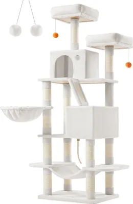 Produktbild von Feandrea Kratzbaum 168 cm, L, mit 13 Kratzsäulen, 2 Plattformen cremeweiß