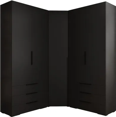 Produktbild von MEBLE KRYSPOL Inova 1 Möbelset Garderobe, 236,7x281,7x47cm - Schwarz, Schwarz