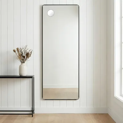Produktbild von SONGMICS Ganzkörperspiegel mit Vergrößerungsspiegel, Sicherheitsglas, rechteckiger Standspiegel, Rahmen aus Aluminiumlegierung, 165 x 60 cm, schwarz