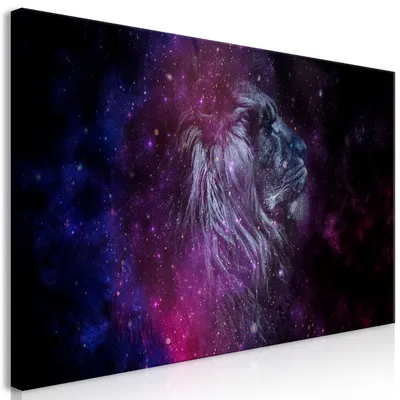 Produktbild von Wandbild Mega XXXL Löwe 250x125 cm Einteiliger XXL-Format Kunstdruck zur Selbstmontage Leinwandbilder moderne Bilder DIY Wanddekoration Wohnung Deko Tier Porträt Galaxie Sterne g-C-0349-ak-e
