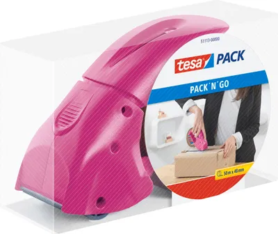 Produktbild von tesa Paketklebeband Abroller Pack' n' Go - Packbandabroller - Pink - tesapack