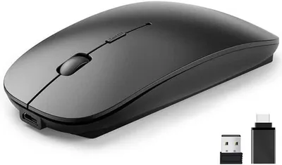 Produktbild von Kabellose Maus Bluetooth 5.2/3.0 & 2.4GHz USB/USB-C Empfänger – Wiederaufladbar, Leise, 800mAh Akku, 3 Modi, DPI 800–1600, für Laptop, Tablet & PC