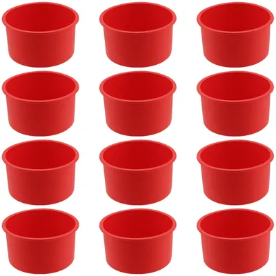 12 runde Silikon-Backformen 10 cm, antihaftbeschichtet, rot