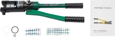 Immagine prodotto di Pinza crimpatrice idraulica professionale - Pinza per capicorda - Forza di pressatura 120 kN - Intervallo 16-300 mm² - Per rame e alluminio - Verde