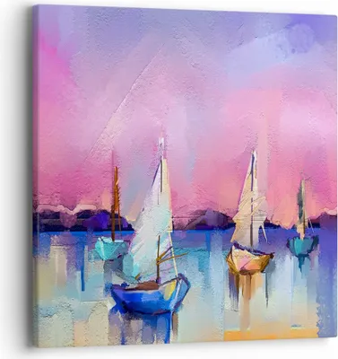 Produktbild von Bild auf Leinwand - Leinwandbild - Segelboot See - 40x40cm - Wand Bild - Wanddeko - Wandbilder - Leinwanddruck - Bilder - Kunstdruck - Wanddekoration - Leinwand bilder - Wandkunst - AC40x40-4099