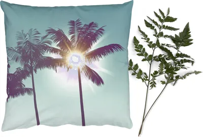 Produktbild von MuchoWow® Zierkissen Sofakissen Wohnzimmer Dekokissen 45x45 cm Palmen - Sommer - Sonne - Schlafpolster - Polster für das Sofa
