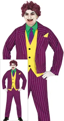 Immagine prodotto di Costume da clown "Schurke" per adulti, 5 pezzi, ideale per Halloween, carnevale o feste a tema. Taglia: 54 - 56 (XL). Colore: viola