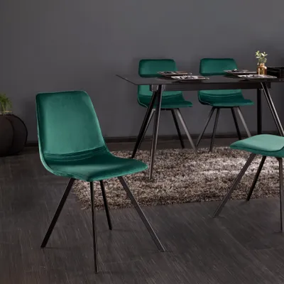 Produktbild von riess-ambiente Retro Stuhl AMSTERDAM CHAIR smaragdgrün Samt Designklassiker Esszimmerstuhl Essstuhl