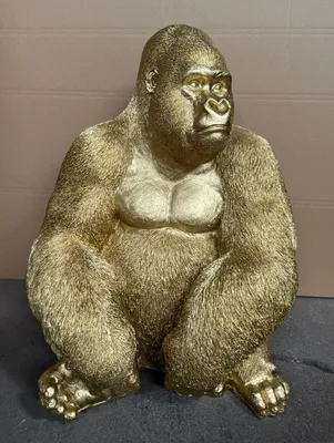 Produktbild von Casa Padrino Deko Skulptur Gorilla Gold H. 75 cm - Deko Figur