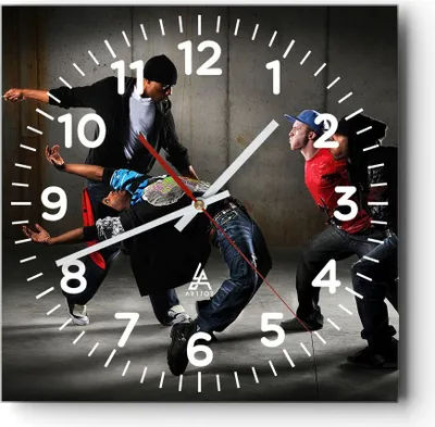 Produktbild von Wanduhr - Quadrat - Glasuhr - Gleichgewicht Tänzer springen - 40x40cm - Schleichendes Uhrwerk - Lautlos - zum Aufhängen bereit - Dekoration Modern - Wanddekoration aus Glas - C4AC40x40-2126