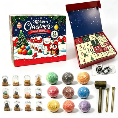 Produktbild von 2026 Adventskalender für Kinder 24-tägiges Edelstein-Ausgrabungsset für Weihnachten mit natürlichen Kristallen weihnachtliches Felsgrabungsset