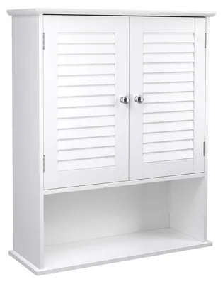 Productafbeelding van Wandgemonteerde badkamerkast, opbergkast met verstelbaar legplank en dubbele deuren, 20 x 60 x 70 cm, wit