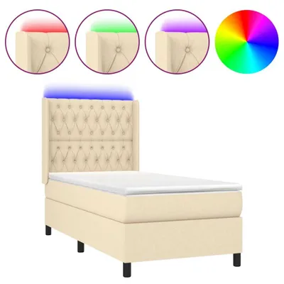 Produktbild von Boxspringbett mit Matratze & LED Creme 80x200 cm Stoff