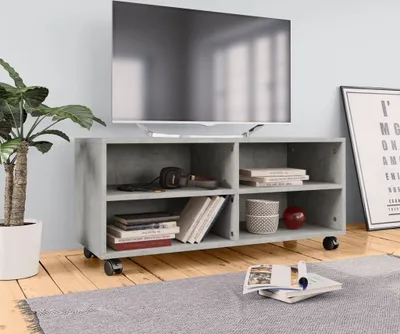 Produktbild von CLORIS TV-Schrank mit Rollen Betongrau 90x35x35 cm Holzwerkstoff, 15,8 kg