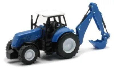 Produktbild von Traktor mit blauem Löffelbagger, NEW05683C, Maßstab1/32, NEWRAY