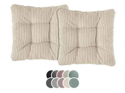 Produktbild von Stuhlkissen 2er Set | Sitzkissen Kord beige 38 x 38 x 6 cm | Für Garten, Küche & Esszimmer | XDREAM