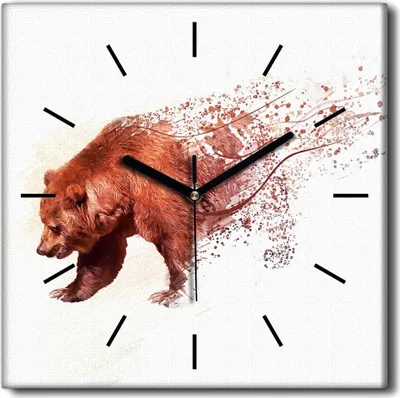 Produktbild von Coloray Uhr auf Leinwand 30x30 cm Wand Uhr Dekoration Wohnzimmer Segeltuch schwarze Hände -Aquarellbär