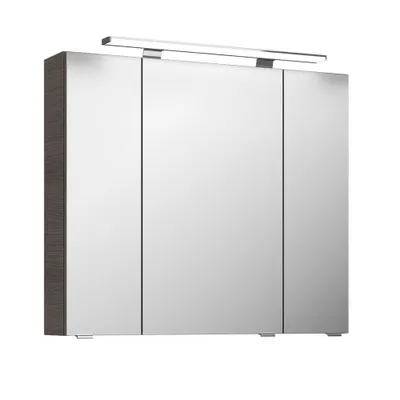 Produktbild von Badezimmer Spiegelschrank mit Aufbauleuchte FES-4010-66 mit Kopus Graphit Struktur quer Nb. - B/H/T: 80/71/17cm