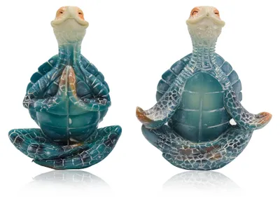 Produktbild von Omgoods – Set aus 2 Meditationsschildkröten-Figuren zur Dekoration