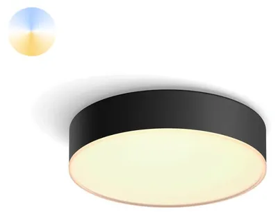 Produktbild von Philips Hue White ambience Enrave Deckenleuchte S schwarz + Dimmschalter, Intelligente Deckenbeleuchtung, Bluetooth/Zigbee, Schwarz, LED, Metall, Nicht austauschbare(s) Leuchtmittel