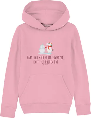 Produktbild von Mr. & Mrs. Panda Kinderpullover Einhorn Schneemann 7-8 Jahre (122/128) - Baumwolle Pink - Geschenk, Schnee, Unicorn, Kapuzenpulli, Hoodie, Winter, Sweatshirt, Pullover