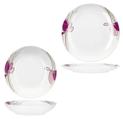 Produktbild von 12tlg Tafelservice Viola Porzellan 6 Personen Speiseteller Suppenteller Blumen