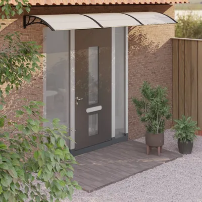 Immagine prodotto di Maison Exclusive - Tettoia per porta, nera e trasparente, 300x75 cm, policarbonato
