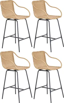 Produktbild von Bar- und Inselstühle aus Metall mit Rattansitz 65cm MOOREA