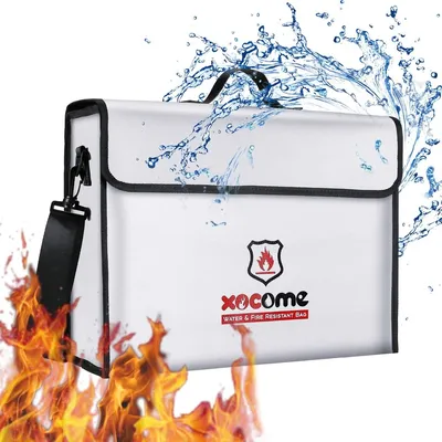 Produktbild von Feuerfeste Dokumententasche Brandschutztasche - Wasserdichter Reißverschluss - 42 x 30 x 13 cm - Faltbar