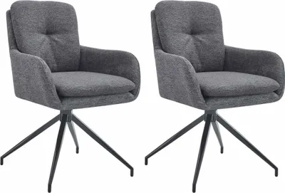Immagine prodotto di set di 2 sedie per sala da pranzo - sedie da cucina - funzione girevole a 180° | colore: grigio scuro