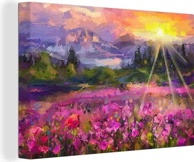 Obrázok produktu pre OneMillionCanvasses® - Obraz na plátne - 140x90 cm, Maľba - Olejomaľba - Kvety - Príroda - Slnko, Nástenná umelecká dekorácia - Fotografia na plátne - Obraz na drevenom ráme