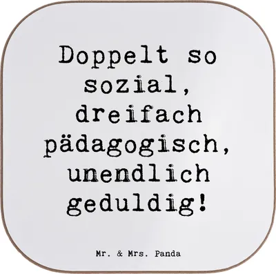 Produktbild von Mr. & Mrs. Panda Untersetzer für Gläser Spruch Sozialpädagogin Power - Weiß - Geschenk, Beruf, Tischschoner, soziale Kompetenz, Inklusion, Tischuntersetzer, Engagement