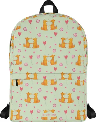 Produktbild von Mr. & Mrs. Panda Rucksack Füchse Liebe - Grün - Geschenk, Fuchs, Rucksacktasche, Schulrucksack, Unirucksack, Backpack, Ehemann, Daypack, Freundin