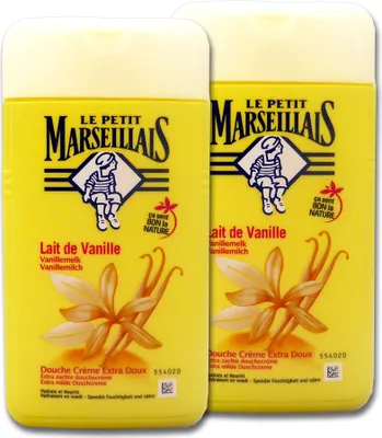 Zdjęcie produktu dla Le Petit Marseillais Krem pod prysznic Mleczko waniliowe podwójne opakowanie, 2x250 ml