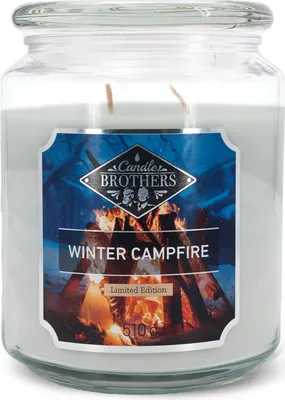 Produktbild von Winter Campfire Duftkerze Candle Brothers, Kerze im Glas, 2 Dochte, 510g, 100h Brenndauer, Raumduftkerze