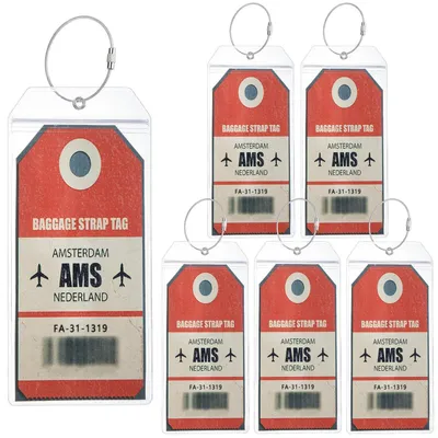 Produktbild von Kofferanhänger transparent 6 Stück wasserfest PVC mit Metallband silberfarben