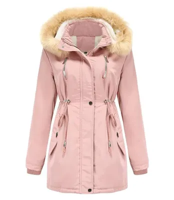 Produktbild von Damen Winterparka Kurzmantel Damen Wintermantel Steppmantel Damenmantel Winterjacke Warme Jacke Outdoorjacke Kapuzenjacke Sportlicher Damen- und Mädchenparka Schwarze Damen Wintermantel Lang (M)
