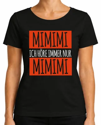 Productafbeelding van MIMIMI T-shirt voor dames, zwart, maat L. Met de tekst "MIMIMI" en een humoristische, sarcastische boodschap