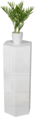 Produktbild von STEMA Seyfried Dekosäule Sechseck (Weiß Hochglanz, 80x25x25cm) Beistelltisch, Blumenhocker, Pflanzensäule Holz, Blumensäule, Podest, Sockel