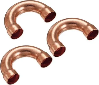 Obrázok produktu pre Medené U-tvarovky pre potrubie s priemerom 16 mm – sada 3 ks – uhol ohybu 180 stupňov – pre klimatizačné systémy a radiátory