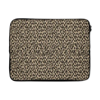 Produktbild von MuchoWow® Laptop Hülle 17 Zoll Laptoptasche Pantherdruck - Schwarz - Braun - Muster - Polka dots - Zipper - Schutzabdeckung